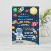 Personal Outer Boy Space Galaxy Blast Off birthday Kaart (Staand voorkant)