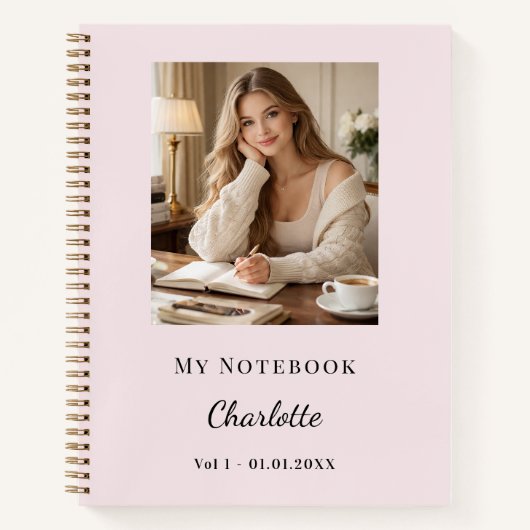 Personal Photo Blush Pink Script Journal (Devant)