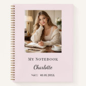 Personal Photo Blush Pink Script Journal Notitieboek (Voorkant)