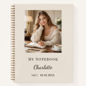 Personal Photo Champagne Beige Script Journal (Devant)