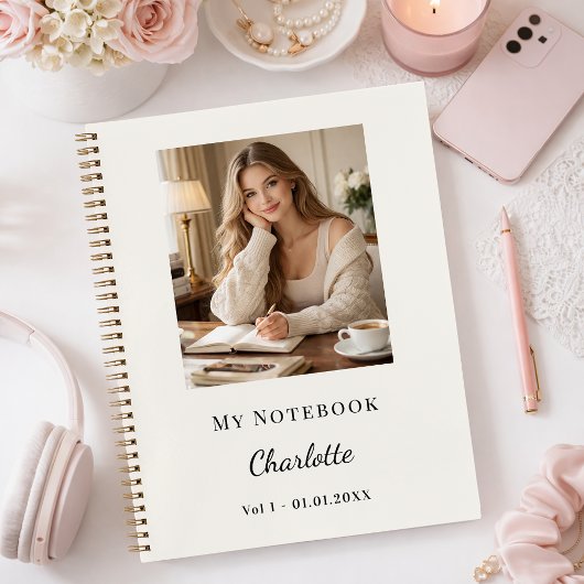 Personal Photo Ivory Script Journal
