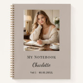 Personal Photo Mocha Taupe Script Journal (Devant)