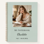 Personal Photo Sage Green Script Journal (Devant)