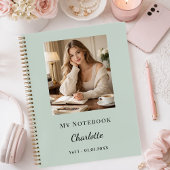 Personal Photo Sage Green Script Journal