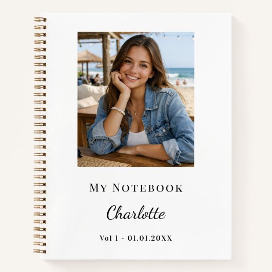 Personal Photo White Script Journal (Devant)