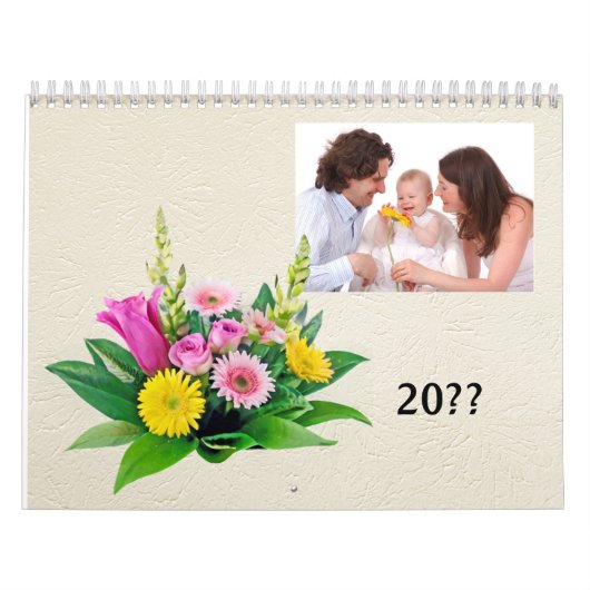 Personal Photos with small Frame and Flowers Kalender (Hoes)