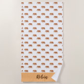 Personal Pink Elephants Pattern Gold White Strandlaken (Voorkant)