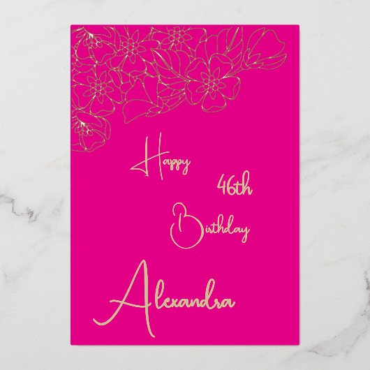 Personal Pink & Gold Genoemd & Aged Verjaardag Kaa Folie Uitnodiging (Voorkant)