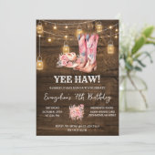 Personal Pink Western Cowgirl Invitation d'anniver (Debout devant)