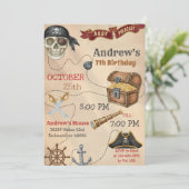 Personal Pirate Birthday Party Invitation Card (Debout devant)