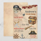 Personal Pirate Birthday Party Invitation Card (Devant / Derrière)
