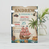 Personal Pirate Birthday Party Invitation Card (Debout devant)