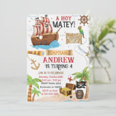 Personal Pirate Birthday Party Invitation Card Kaart (Staand voorkant)
