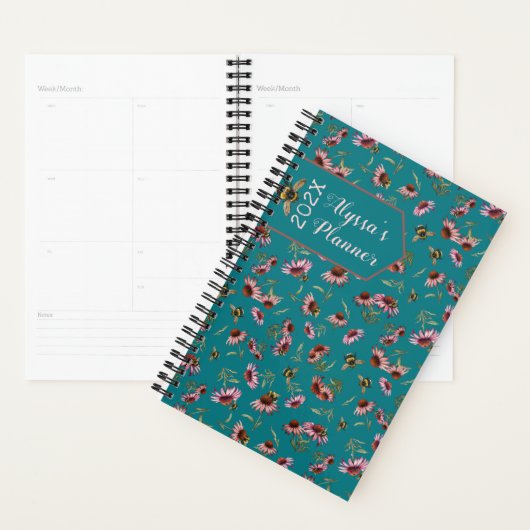 Personal Planner Pollinators Teal Blue (Devant avec enveloppe)