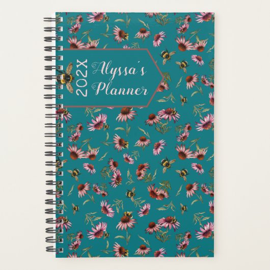 Personal Planner Pollinators Teal Blue (Devant)