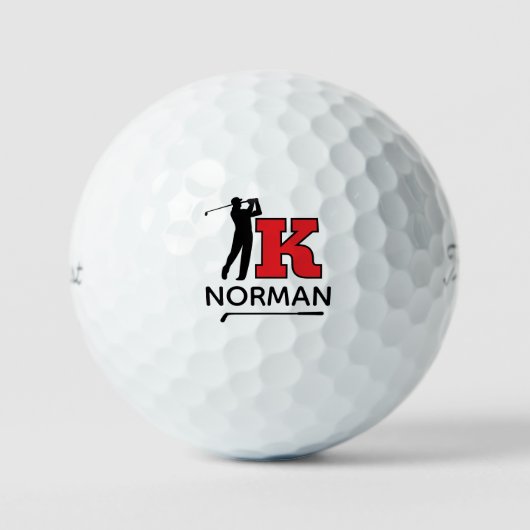 Personal Red Initial Mark - to identify golfer's Golfballen (Voorkant)
