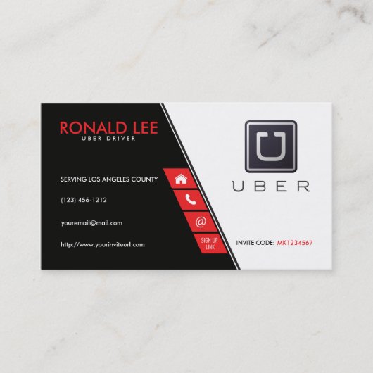 Personal Ride Sharing Uber Driver Visitekaartje (Voorkant)
