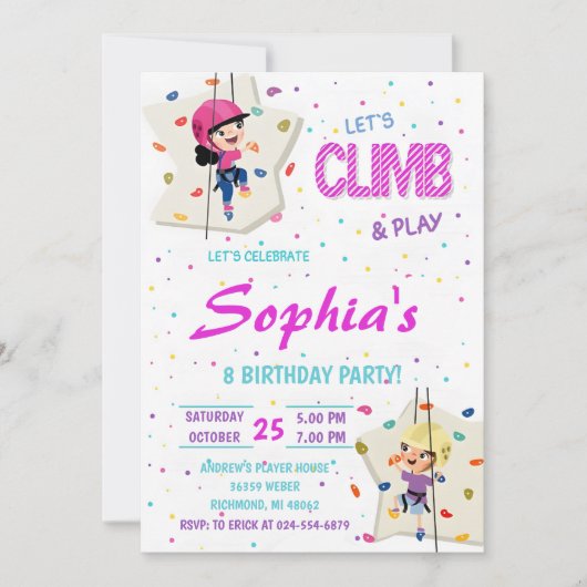 Personal Rock Climbing Verjaardagsfeestuitnodiging Kaart (Voorkant)