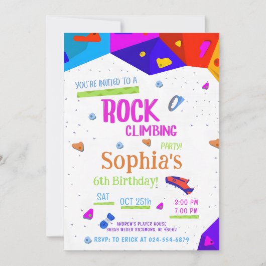 Personal Rock Climbing Verjaardagsfeestuitnodiging Kaart (Voorkant)