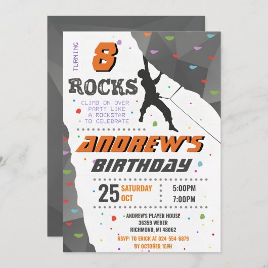 Personal Rock Climbing Verjaardagsfeestuitnodiging Kaart (Voorkant / Achterkant)