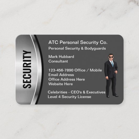 Personal Security Bodyguard Visitekaartjes (Voorkant)