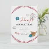 Personal Simple Baseball Birthday Party Kaart (Staand voorkant)