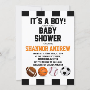 Personal Simple Sports Theme Baby shower voor jong Kaart