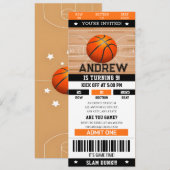 Personal Slam Dunk Birthday Bash Sports Ticket Kaart (Voorkant / Achterkant)