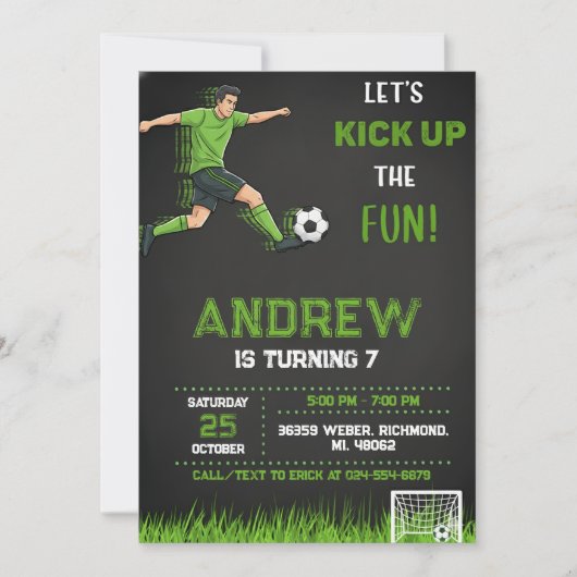 Personal Soccer Birthday Invitation (Devant)