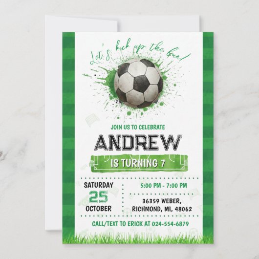 Personal Soccer Birthday Invitation (Devant)