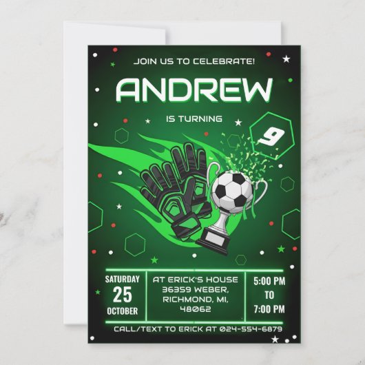 Personal Soccer Birthday Invitation (Devant)
