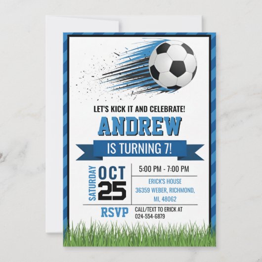 Personal Soccer Birthday Invitation (Devant)