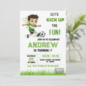 Personal Soccer Birthday Invitation Kaart (Staand voorkant)