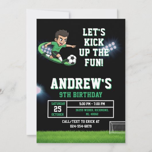 Personal Soccer Birthday Invitation Template (Devant)