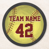 Personal Softball Art Ronde Kartonnen Onderzetter (Voorkant)