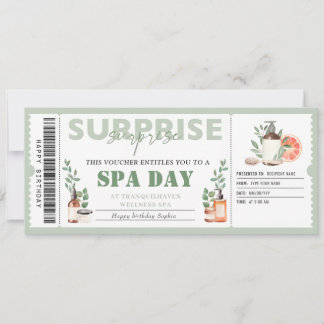 Personal Spa Day Gift Ticket Verjaardagsvoucher Kaart