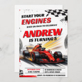 Personal Sport Racing Car Verjaardagsfeest voor jo Kaart (Voorkant / Achterkant)