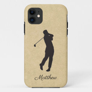 Personal Tan Leather Golf Design iPhone 11 Hoesje
