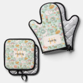 Personal Tea Monogram Mint Green  Ovenwant & Pannenlap Set (Voorkant / Achterkant)