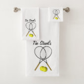 Personal Tennis Doubles White Bath Towel Set Bad Handdoek (Insitu)