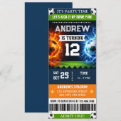 Personal Ticket Soccer Birthday Invitation for boy (Devant / Derrière)