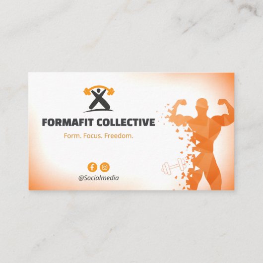 Personal Trainer Business | Orange White Visitekaartje (Achterkant)