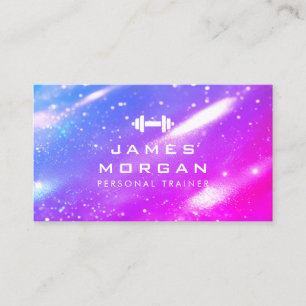 Personal Trainer Dumbbell Logo Holographic Visitekaartje