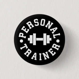Personal Trainer - Dumbbell Logo - Workout Gym Ronde Button 3,2 Cm