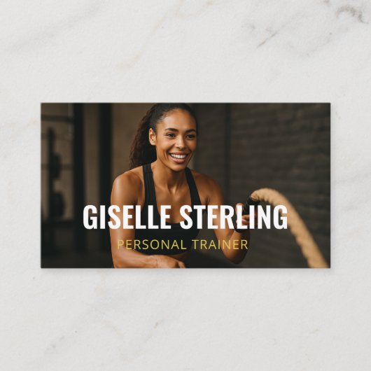 Personal Trainer Fitness Photo QR Code Visitekaartje (Voorkant)