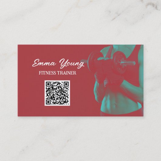 Personal trainer Fitness QR Code Visitekaartje (Voorkant)