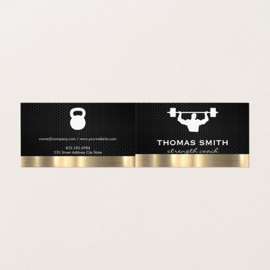 Personal Trainer Metallic Gold Trim Visitekaartjes (Buitenkant ongevouwen)