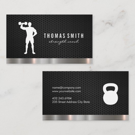 Personal Trainer Metallic Trim Visitekaartje (Voorkant / Achterkant)