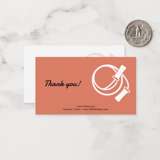 Personal Trainer Skipping Rope Landscape Thank You Notitiekaartje (Voorkant / Achterkant in situ)