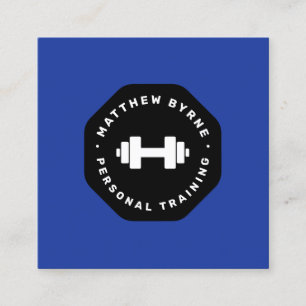 Personal Trainer Training Blauw Embleem Vierkante Visitekaartje